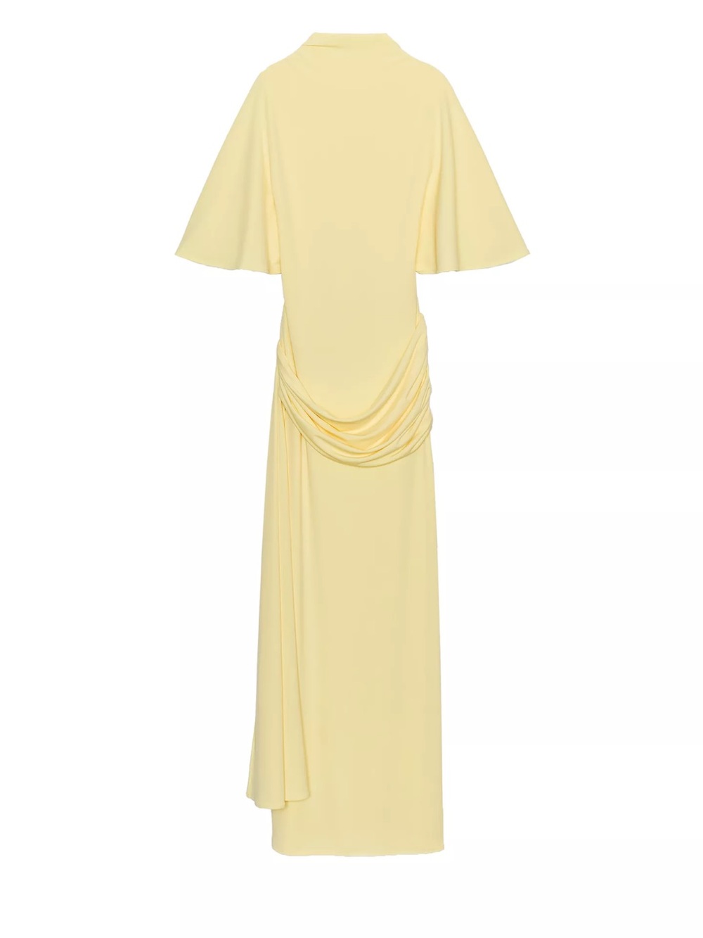 Zara Light Yellow Draped Maxi Dress